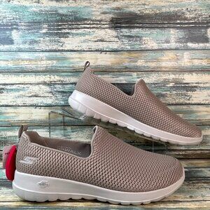 Skechers Sneaker Womens 9.5 Taupe Go Walk GoGo Max Casual Comfort Slip On Loafer